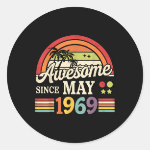 Funny 56 Years Old Vintage May 1969 56th Birthday Classic Round Sticker