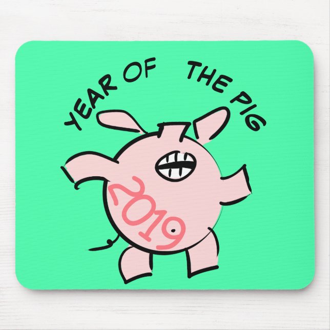 Funny 5 Cartoon Pig  Year 2019 Choose Colour Mouse Mouse Pad (Front)