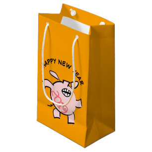 Funny 5 Cartoon Pig Year 2019 Small Gift Bag
