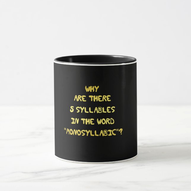 Funny 5 Syllable Spelling Joke Mug (Center)