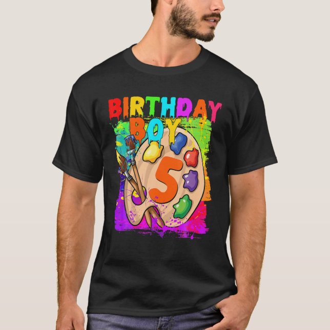 Funny 5Th Birthday Boy Art Painting B-Day 5 Year O T-Shirt (Front)