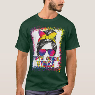 Funny 5th Grade Vibes Messy Bun Back To School Kid T-Shirt