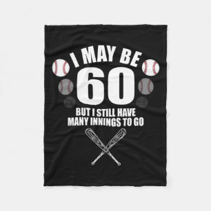 Funny 60th Birthday Baseball Fan 60 Year Old Birth Fleece Blanket