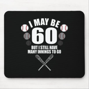 Funny 60th Birthday Baseball Fan 60 Year Old Birth Mouse Pad
