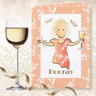 Funny 60th Birthday Female Cartoon Champagne Toast Card