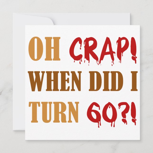 Funny 60th Birthday Gag Gift Card (Front)