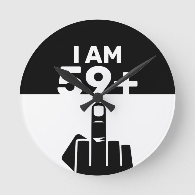 Funny 60th Birthday Gift, 59 Plus one Round Clock (Front)