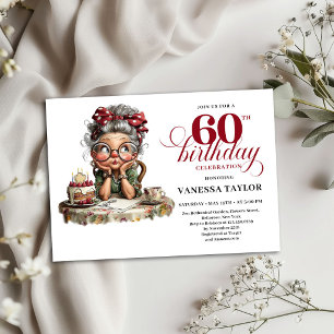 Funny 60th Birthday Invitation Old Lady Theme Card