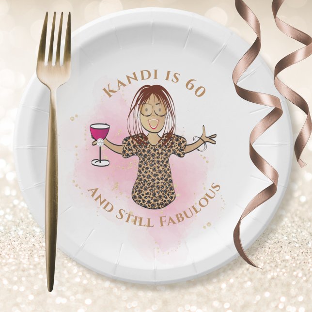 Funny 60th Birthday Pink Ethnic 60 and Fabulous  Paper Plate (Creator Uploaded)