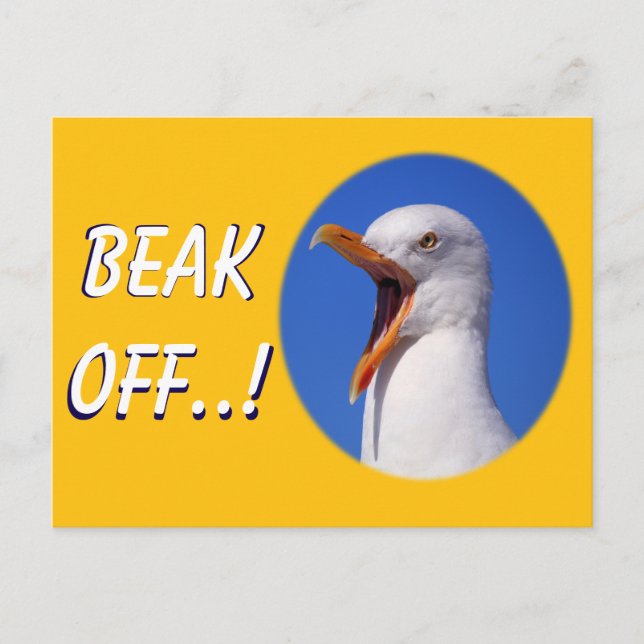 Funny 60th Birthday Seagull Beak Off Joke  Announcement Postcard (Front)
