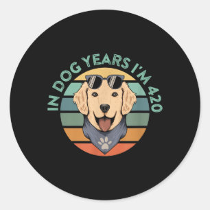 Funny 60th Birthday Weed Quote In Dog Years Men Classic Round Sticker