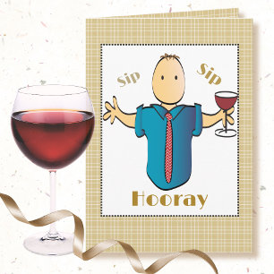 Funny 60th Male Cartoon Wine Toast Sweet Birthday Card