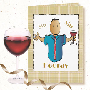 Funny 60th Red wine Cartoon Ethnic Birthday Card