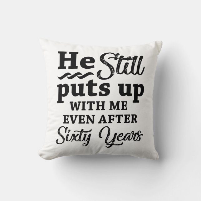 Funny 60th Wedding Anniversary Cushion (Front)
