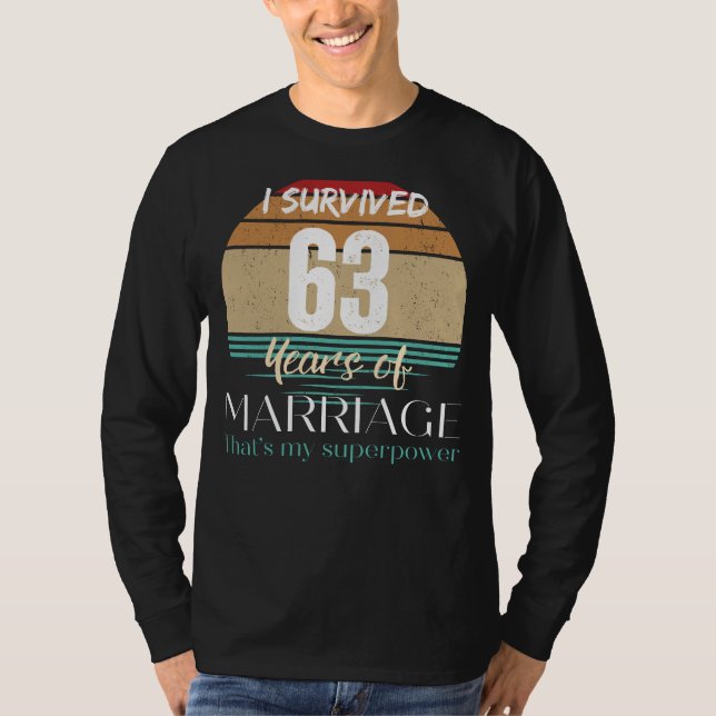 Funny 63 Years of Marriage Survivor Tee (Front)