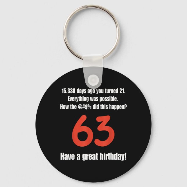 Funny 63rd Birthday Quotes Birthday Celebration Key Ring (Front)