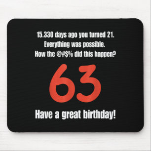 Funny 63rd Birthday Quotes Birthday Celebration Mouse Pad