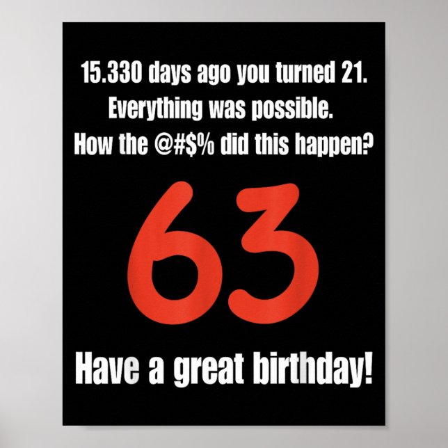 Funny 63rd Birthday Quotes Birthday Celebration Poster (Front)