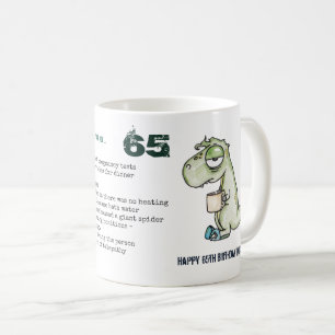 Funny 65th Personalised 'When I was Your Age' Dino Coffee Mug