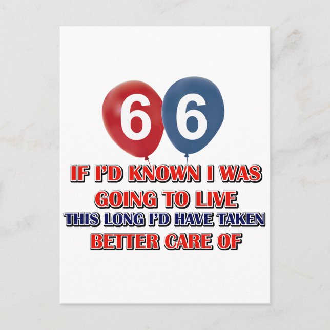 Funny 66 year old birthday gift postcard (Front)