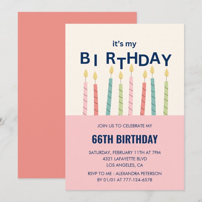 Funny 66th birthday invitations Humour Candle (Front/Back)