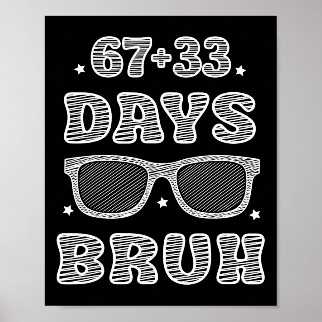 Funny 67 + 33 Days Bruh 100 Days Of School Kids Bo Poster (Front)