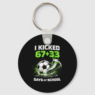 Funny 67 33 Days Of School Boys 100th Day Soccer P Key Ring