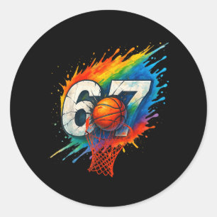 Funny 67 Basball Six Seven 6 7 Meme 67 Classic Round Sticker