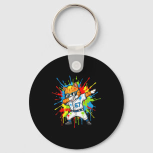 Funny 67 Baseball Dabbing Cat 6 7 Dripng Ice Cream Key Ring