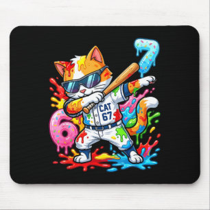 Funny 67 Baseball Dabbing Cat 6 7 Dripng Ice Cream Mouse Pad