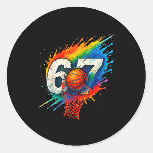 Funny 67 Basketball Six Seven 6 7 Meme 67  Classic Round Sticker