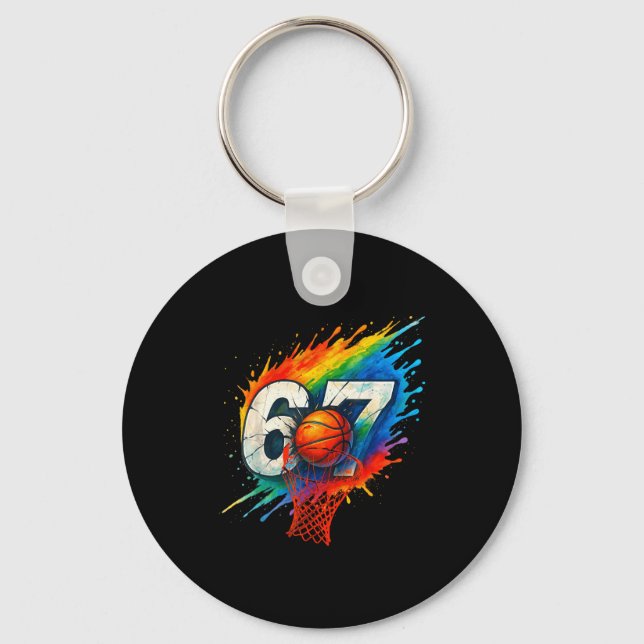 Funny 67 Basketball Six Seven 6 7 Meme 67  Key Ring (Front)