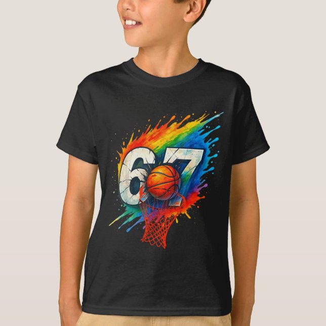 Funny 67 Basketball Six Seven 6 7 Meme 67  T-Shirt (Front)