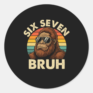 Funny 67 Bigfoot Vintage Six Seven Sasquatch Meme Classic Round Sticker