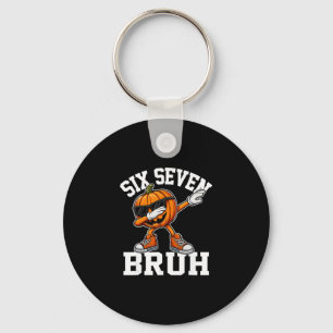Funny 67 Bruh Halloween Six Seven Meme Brainrot Pu Key Ring