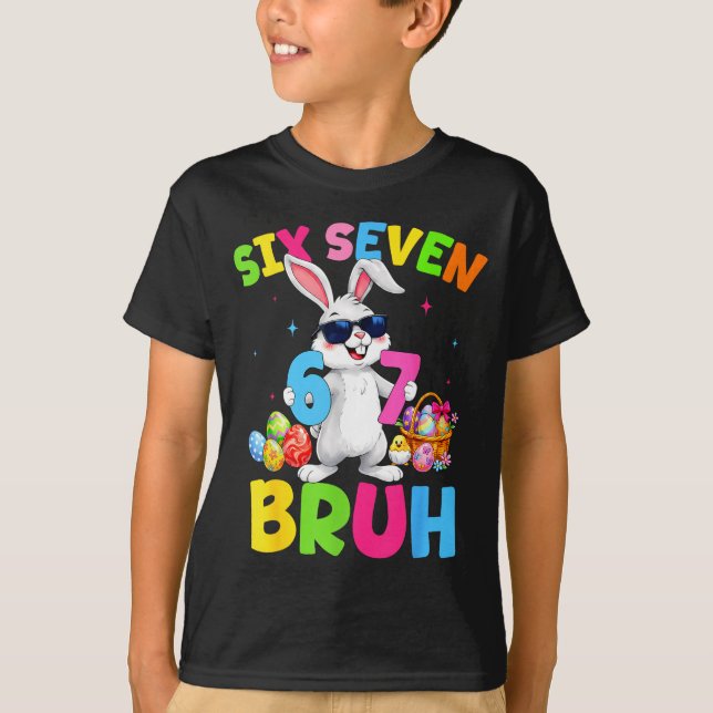 Funny 67 Bunny Egg For Kids T-Shirt (Front)