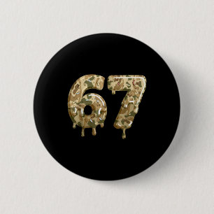 Funny 67 Camo Drip Meme Six Seven Alpha Slang  6 Cm Round Badge