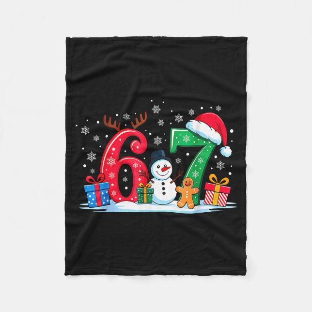 Funny 67 Christmas 6 7 Six Seven Meme 6 7 Matching Fleece Blanket (Front)