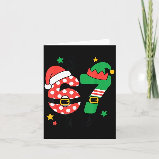 Funny 67 Christmas Costume Pajamas Holiday Outfit  Card (Front)