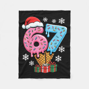 Funny 67 Christmas Meme Ice Cream 67 Fleece Blanket
