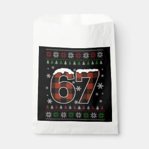 Funny “67” Christmas Meme – Red & Green Plaid Favour Bags