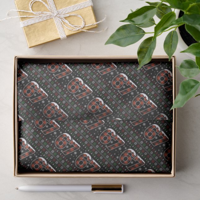Funny “67” Christmas Meme – Red & Green Plaid  Tissue Paper (Gift)
