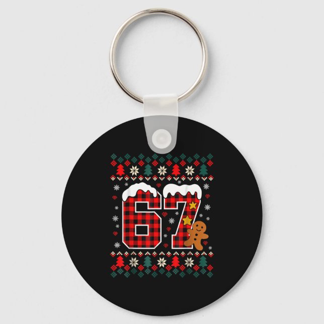Funny 67 Christmas Pajamas Shirt Six Seven Meme Br Key Ring (Front)