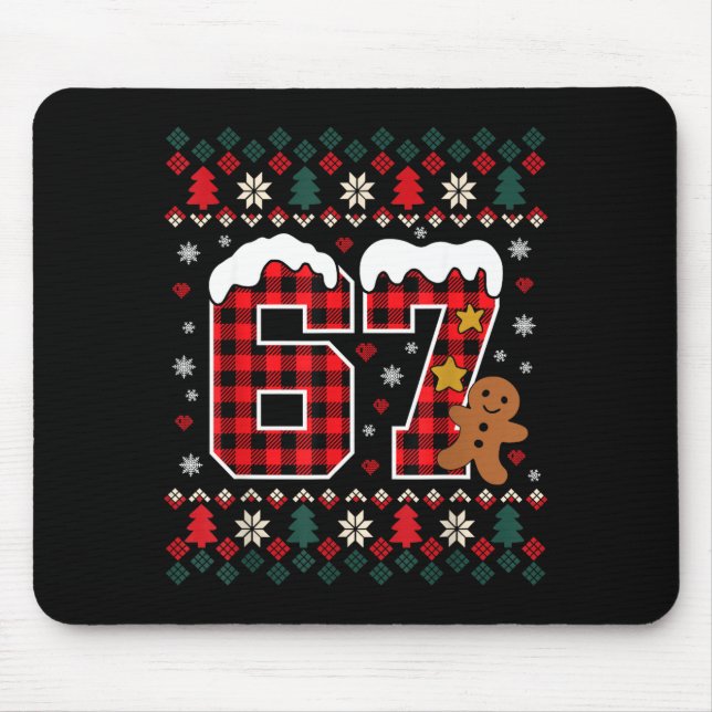 Funny 67 Christmas Pajamas Shirt Six Seven Meme Br Mouse Pad (Front)