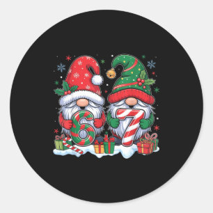 Funny 67 Christmas Pajamas Six Seven Meme 67 Gnome Classic Round Sticker