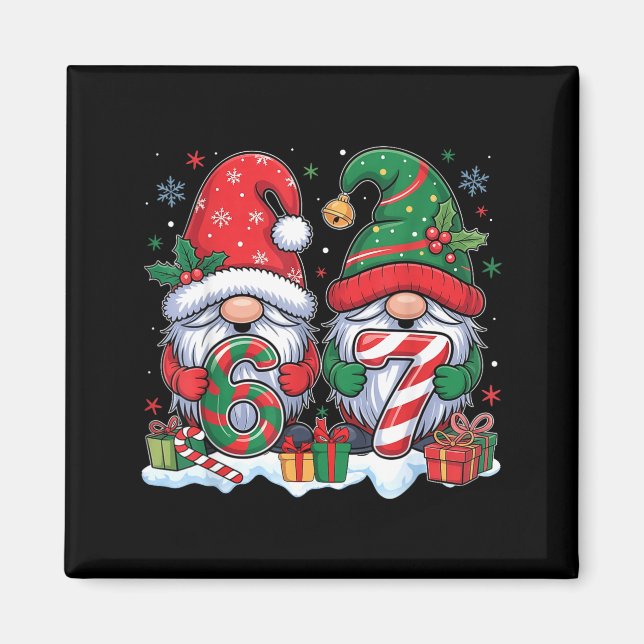 Funny 67 Christmas Pajamas Six Seven Meme 67 Gnome Magnet (Front)