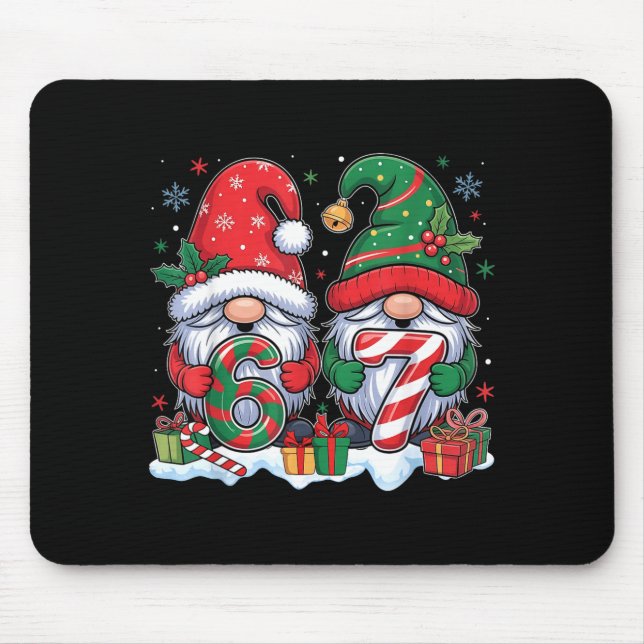 Funny 67 Christmas Pajamas Six Seven Meme 67 Gnome Mouse Pad (Front)