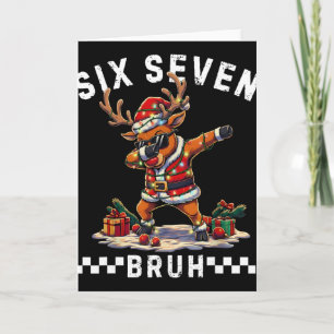 Funny 67 Christmas Six Seven Meme Dabbing Reindeer Card