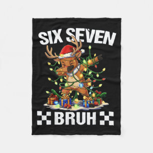 Funny 67 Christmas Six Seven Meme Dabbing Reindeer Fleece Blanket