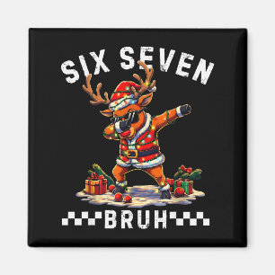 Funny 67 Christmas Six Seven Meme Dabbing Reindeer Magnet